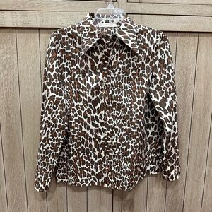 Tory Burch Reva Leopard Poplin Blouse, Size 2, NEW with Tags